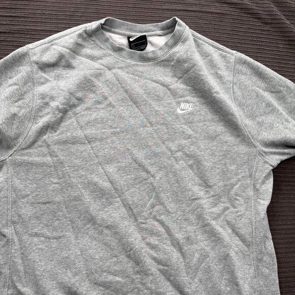 Nike Sweatshirt Mens Large Gray Crewneck Swoosh Pullover Logo Athletic Casual - Picture 9 of 10